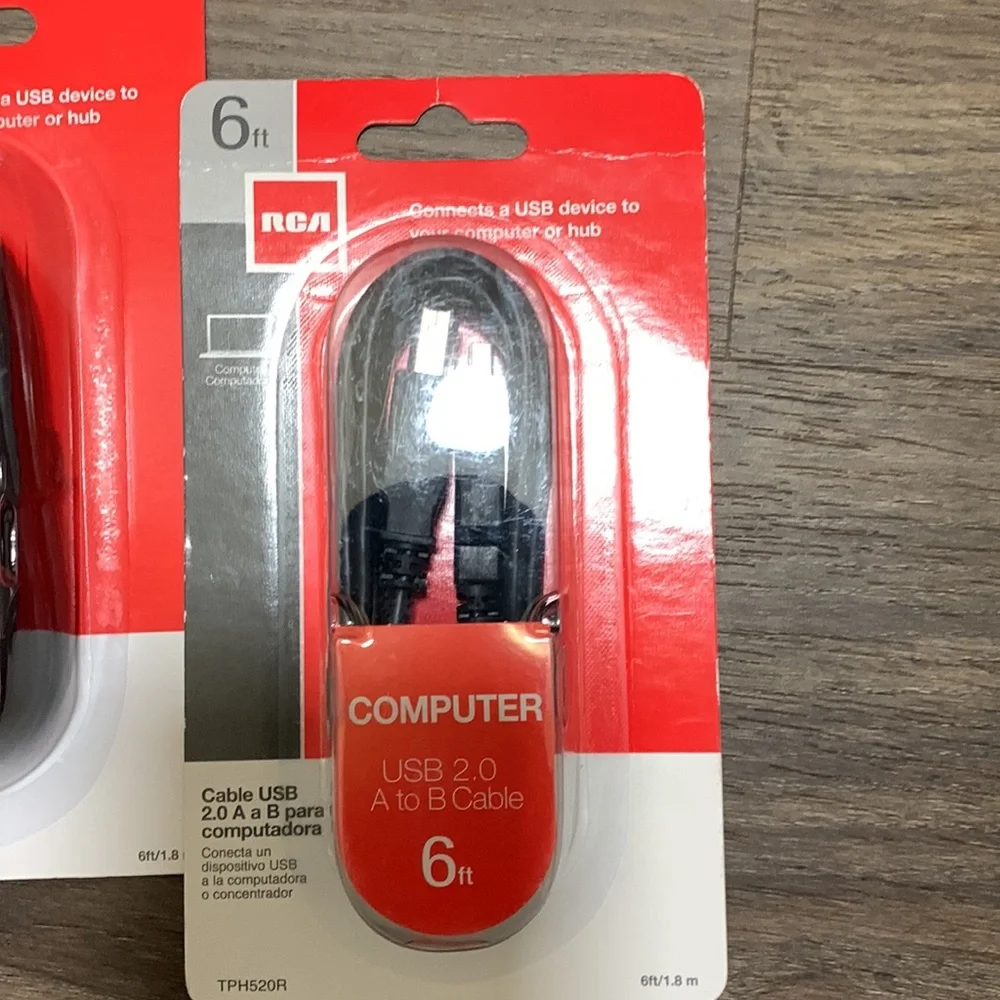 2 RCA Computer USB 2.0 A to B cable 6ft.